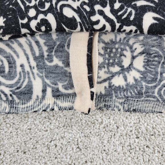 Talbots Women's Cardigan L Black Floral 100% Pure Italian Merino Wool Button - Picture 8 of 12